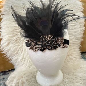 1920s Flapper Headpiece Costume Halloween Black  OSFM